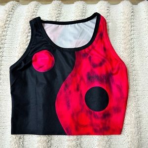 Red and black yin Yang crop top